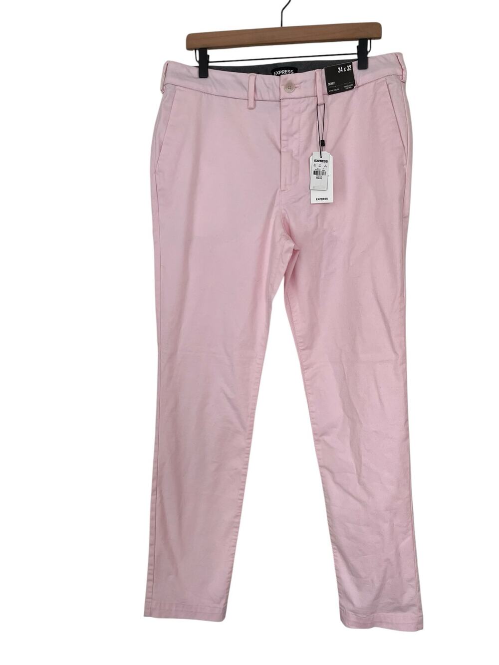 Express Mens Pink Skinny Comfort Waist Hyper Stretch Chino Size 34 x 32 Preppy